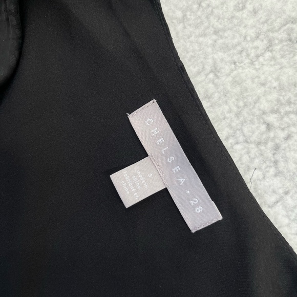 Chelsea Black Polyester Twist Front Long Sleeve V Neck Blouse Size S - Picture 3 of 13